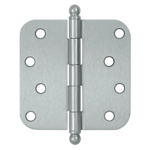 4 Inch x 4 Inch Ball Tip Steel Hinge (Brushed Chrome Finish) DELTANA