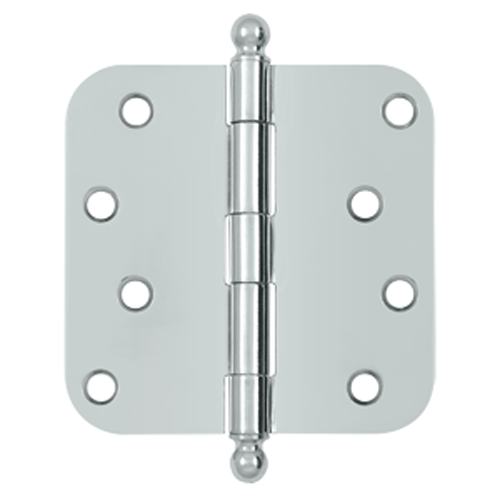 4 Inch x 4 Inch Ball Tip Steel Hinge (Chrome Finish) DELTANA