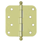 4 Inch x 4 Inch Ball Tip Steel Hinge (Polished Brass Finish) DELTANA