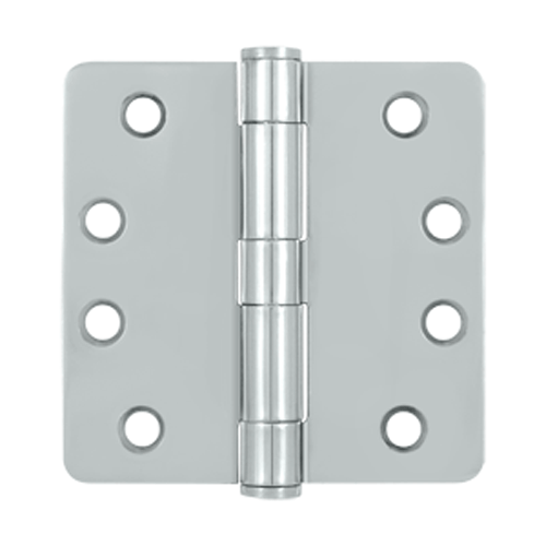 4 Inch x 4 Inch Heavy Duty Steel Hinge 1/4 Radius Corner Chrome Finish DELTANA