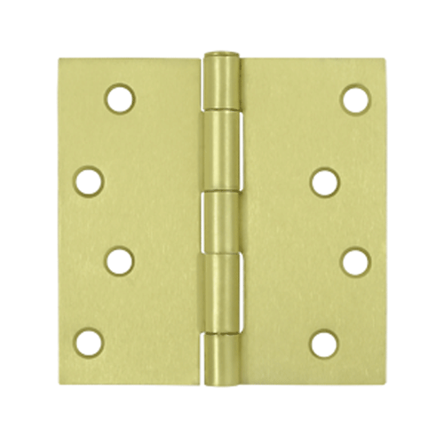 4 Inch x 4 Inch Square Corner Steel Hinge (Brushed Brass Finish) DELTANA