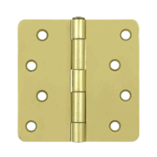 4 Inch x 4 Inch Steel Hinge (1/4 Radius Corner, Brushed Brass Finish) DELTANA