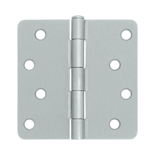 4 Inch x 4 Inch Steel Hinge (1/4 Radius Corner, Brushed Chrome Finish) DELTANA