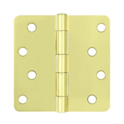 4 Inch x 4 Inch Steel Hinge (1/4 Radius Corner, Polished Brass Finish) DELTANA