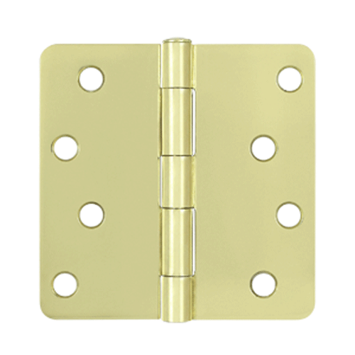 4 Inch x 4 Inch Steel Hinge (1/4 Radius Corner, Polished/Brushed Brass Finish) DELTANA