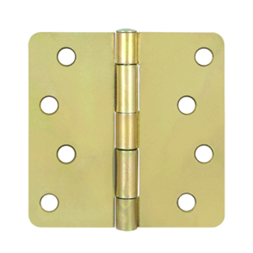 4 Inch x 4 Inch Steel Hinge (1/4 Radius Corner, Zinc Dichromate Finish) DELTANA