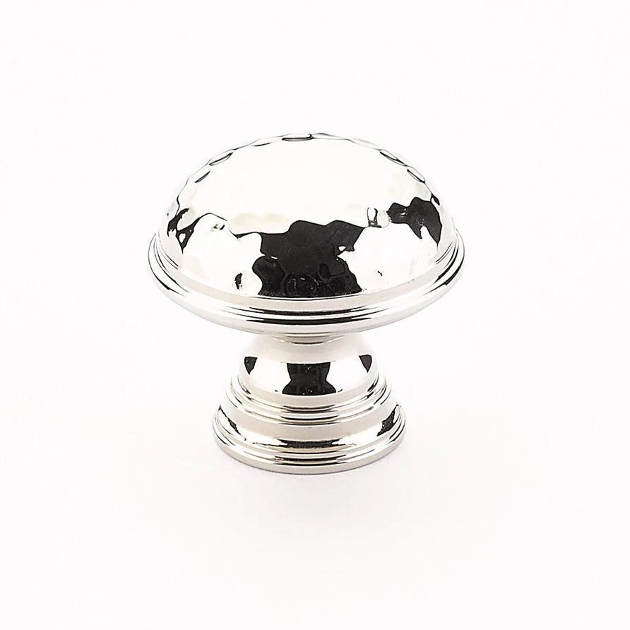 1 1/4 Inch Atherton Hammered Knob with Plain Edges (Polished Nickel Finish) SCHAUB