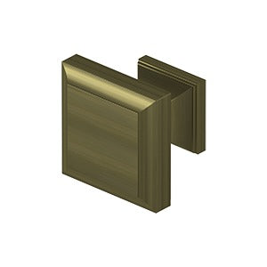 1 3/16 Inch Traditional Solid Brass Decorative Square Knob (Several Finishes Available) DELTANA