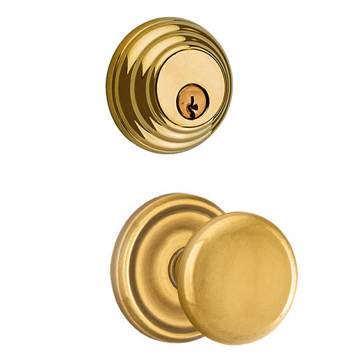 Emtek Regular Low Profile Entryway Set with Providence Round Brass Knob (Several Finishes Available) EMTEK