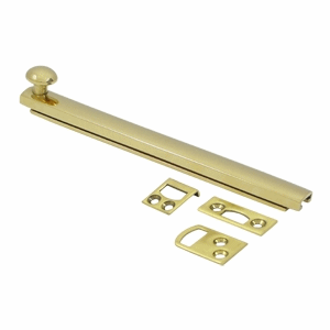 6 Inch Solid Brass Surface Bolt (Polished Brass Finish) DELTANA