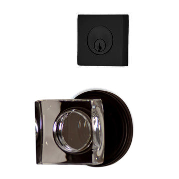 Classic Square Entryway Set with Crystal Square Knob (Several Finishes Available) EMTEK