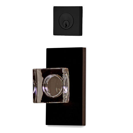 Modern Square Entryway Set with Crystal Square Knob (Several Finishes Available) EMTEK