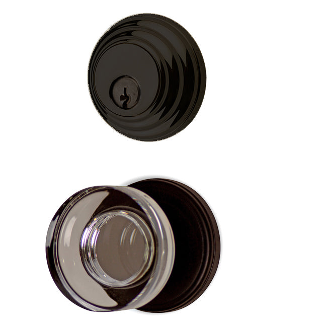 Classic Disc Low Profile Entryway Set with Crystal Disc Knob (Several Finishes Available) EMTEK