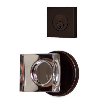 Classic Square Entryway Set with Crystal Square Knob (Several Finishes Available) EMTEK