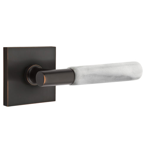 Emtek T-Bar White Marble Lever With Square Rosette (Several Finishes Available) EMTEK