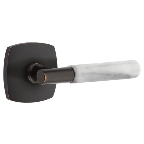 Emtek T-Bar White Marble Lever With Urban Modern Rosette (Several Finishes Available) EMTEK