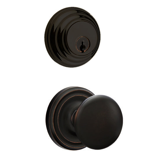 Emtek Regular Low Profile Entryway Set with Providence Round Brass Knob (Several Finishes Available) EMTEK