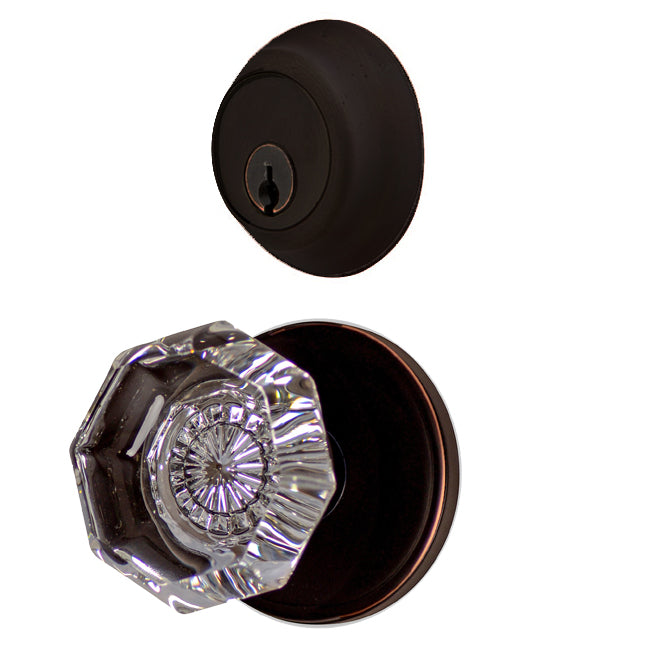 Classic Disc Entryway Set with Crystal Octagon Knob (Several Finishes Available) EMTEK