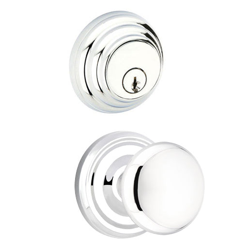 Emtek Regular Low Profile Entryway Set with Providence Round Brass Knob (Several Finishes Available) EMTEK