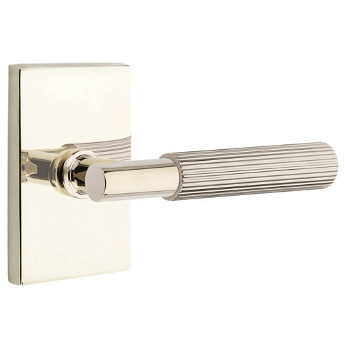 Emtek T-Bar Straight Knurled Lever With Modern Rectangular Rosette (Several Finishes Available) EMTEK