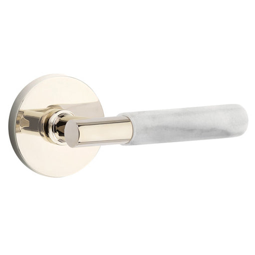 Emtek T-Bar White Marble Lever With Disk Rosette (Several Finishes Available) EMTEK