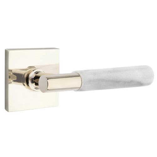 Emtek T-Bar White Marble Lever With Square Rosette (Several Finishes Available) EMTEK