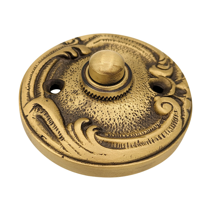 Lafayette Swirl Style Door Bell Push Button (Antique Brass Finish) COPPER MOUNTAIN HARDWARE