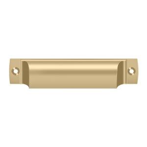 4 Inch Solid Brass Rectangular Shell Cabinet & Furniture Cup Pull (Several Finishes Available) DELTANA