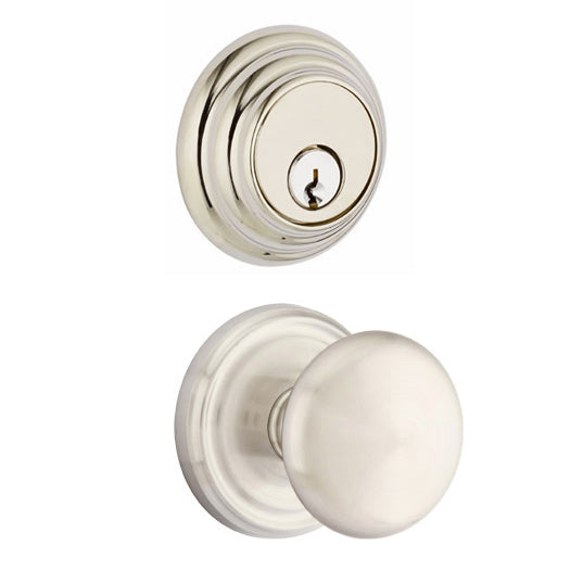 Emtek Regular Low Profile Entryway Set with Providence Round Brass Knob (Several Finishes Available) EMTEK