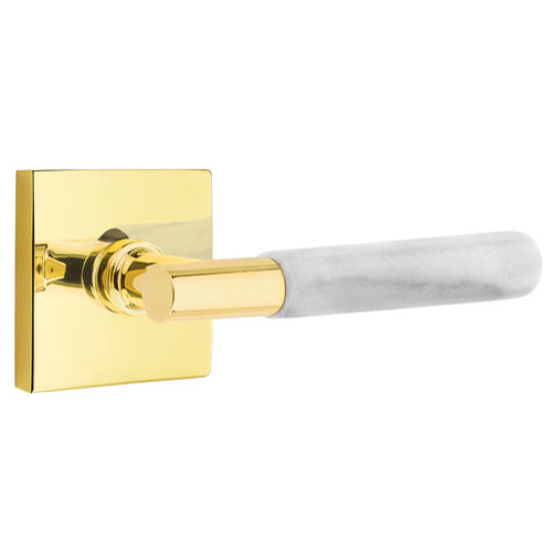 Emtek T-Bar White Marble Lever With Square Rosette (Several Finishes Available) EMTEK