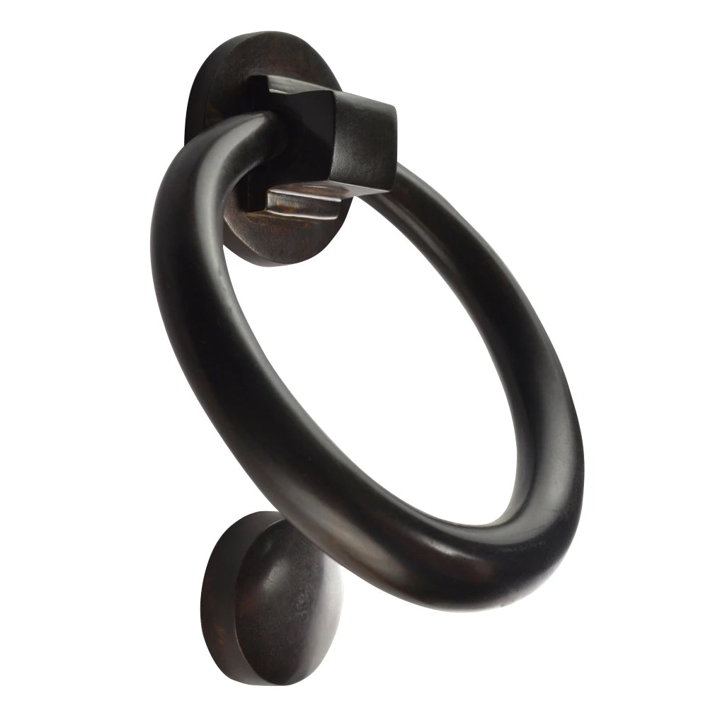 5 1/2 Inch (3 1/2 Inch c-c) Solid Brass Traditional Ring Door Knocker (Black Bronze Finish) COPPER MOUNTAIN HARDWARE
