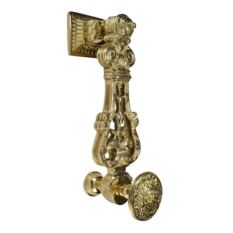 9 Inch (7 3/4 Inch c-c) French Empire Style Lost Wax Cast Door Knocker (Polished Brass Finish) Copper Mountain Hardware