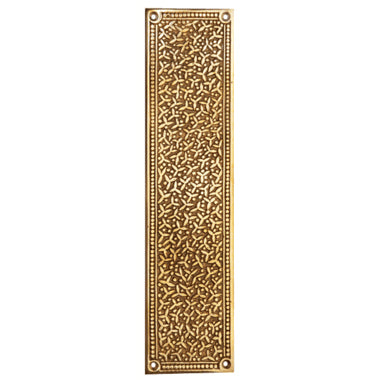 12 Inch Solid Brass Rice Pattern Push Plate (Lacquered Brass Finish) COPPER MOUNTAIN HARDWARE