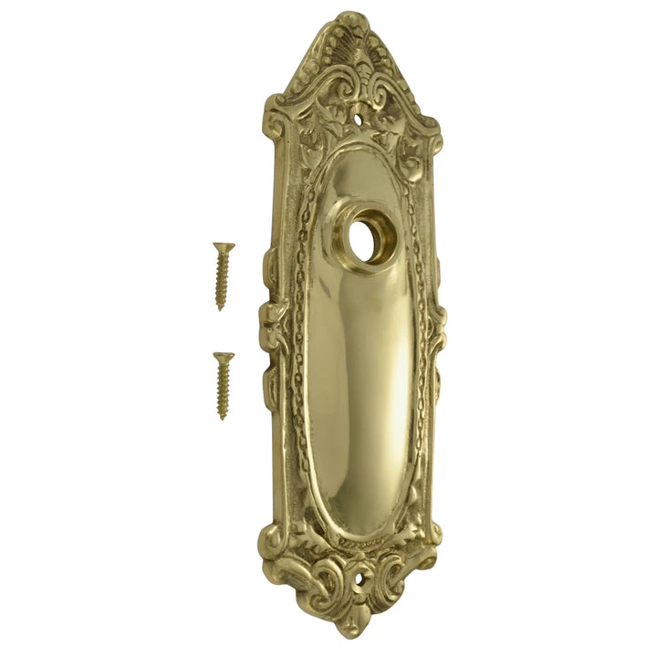 7 1/4 Inch Solid Brass Ornate Victorian Back Plate (Polished Brass) COPPER MOUNTAIN HARDWARE