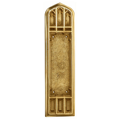 12 1/4 Inch Gothic Push Plate (Polished Brass Finish) COPPER MOUNTAIN HARDWARE