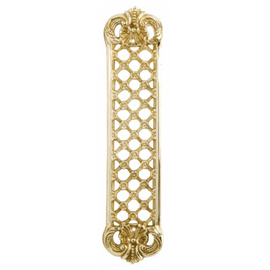 12 Inch Solid Brass Finger Push Plate: Trellis Lattice Work (Lacquered Brass Finish) COPPER MOUNTAIN HARDWARE