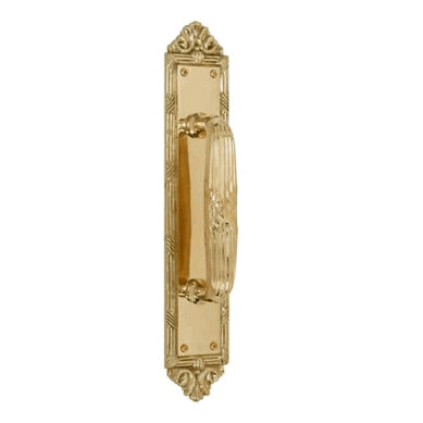 13 3/4 Inch Solid Brass Ribbon & Reed Door Pull (Lacquered Brass Finish) COPPER MOUNTAIN HARDWARE