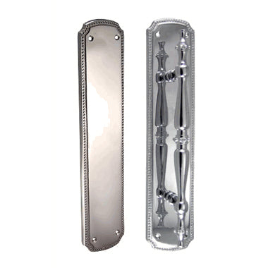 11 1/2 Inch Solid Brass Beaded Pull & Push Plate Set (Polished Chrome Finish) COPPER MOUNTAIN HARDWARE