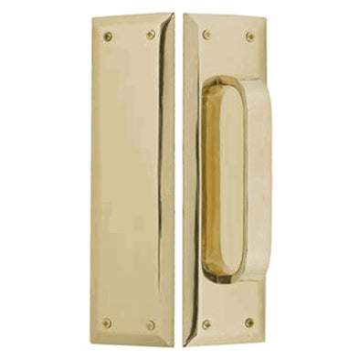 10 Inch Quaker Style Pull and Push Plate Set (Polished Brass Finish) COPPER MOUNTAIN HARDWARE