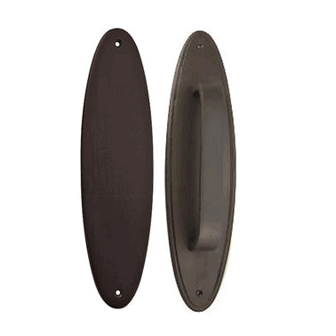 11 Inch Solid Brass Oval Push and Pull Plate Set (Black Bronze Finish) COPPER MOUNTAIN HARDWARE