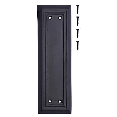 8 1/4 Inch Solid Brass Victorian Style Push Plate (Black Bronze Finish) COPPER MOUNTAIN HARDWARE