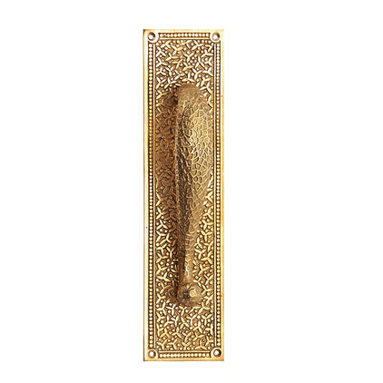 12 Inch Solid Brass Rice Pattern Door Pull (Polished Brass Finish) COPPER MOUNTAIN HARDWARE