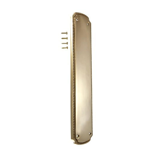 11 1/2 Inch Solid Brass Beaded Push & Plate (Lacquered Brass Finish) COPPER MOUNTAIN HARDWARE