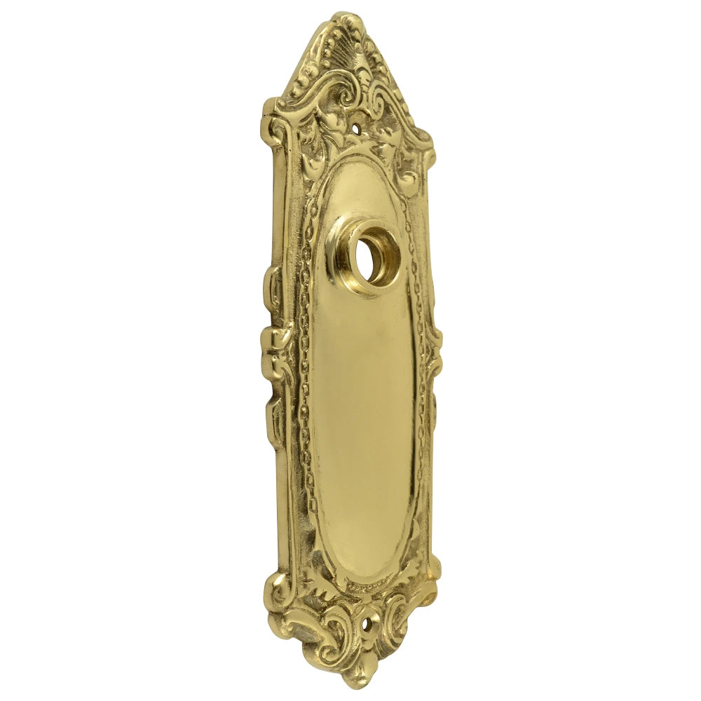 7 1/4 Inch Solid Brass Ornate Victorian Back Plate (Polished Brass) COPPER MOUNTAIN HARDWARE