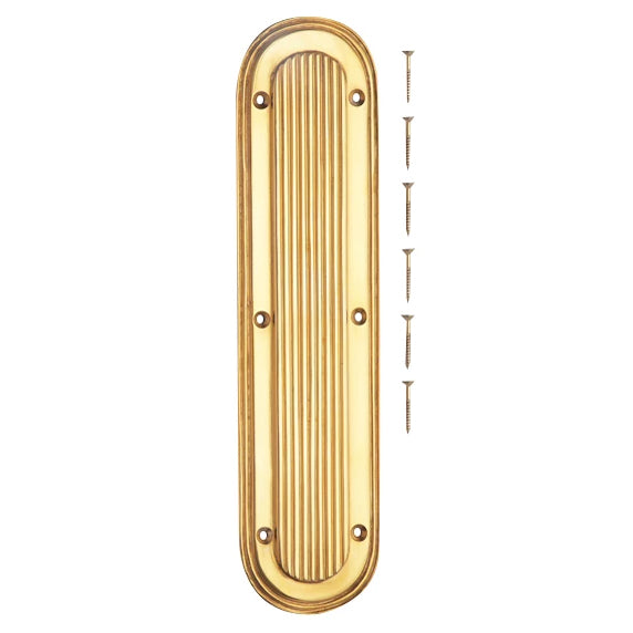 10 1/2 Inch Classic Art Deco Solid Brass Push Plate (Polished Brass Finish) COPPER MOUNTAIN HARDWARE