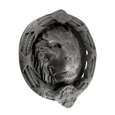 8 3/4 Inch Ribbon & Reed MGM Lion Lost Wax Cast Door Knocker (Black Bronze Finish) COPPER MOUNTAIN HARDWARE