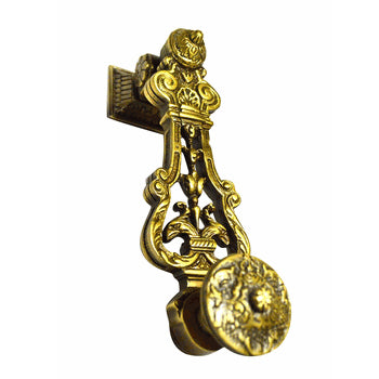 9 Inch (7 3/4 Inch c-c) French Empire Style Lost Wax Cast Door Knocker (Antique Brass Finish) COPPER MOUNTAIN HARDWARE