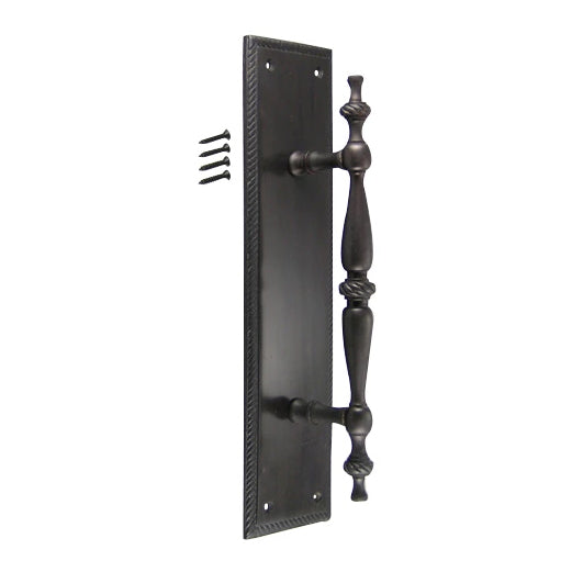 11 1/2 Inch Solid Brass Georgian Roped Style Door Pull and Plate (Oil Rubbed Bronze Finish) COPPER MOUNTAIN HARDWARE