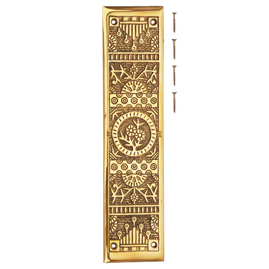 11 1/4 Inch Eastlake Solid Brass Push Plate (Lacquered Brass Finish) COPPER MOUNTAIN HARDWARE