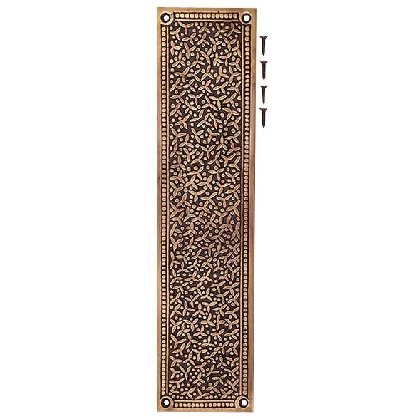 12 Inch Solid Brass Rice Pattern Push Plate  (Antique Brass Finish) COPPER MOUNTAIN HARDWARE